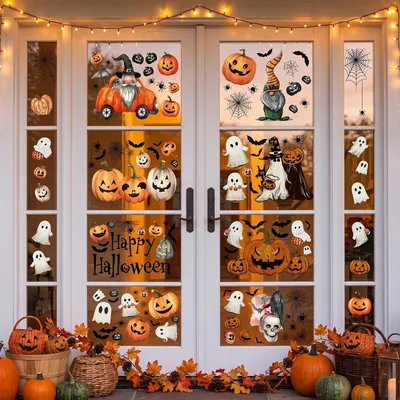 Halloween Fensteraufkleber, 8 Stück, mehrfarbig, 20x30 cm