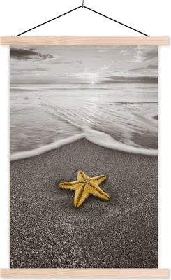 Produktbild von MuchoWow® Textilposter Seesterne - Strand - Golf 40x60 cm mit holzfarbenen Rahmen - Poster