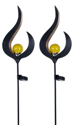 Produktbild von 2x LED Solarleuchte, Flammen Design, bronze, klar, H 90 cm