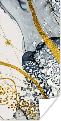 Produktbild von MuchoWow® Poster Abstrakt - Gold - Natur - Kunst 80x160 cm - Kinderzimmer
