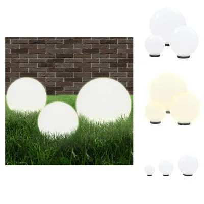 Produktbild von vidaXL LED-Gartenleuchten-Set 3-tlg. Kugelförmig 20/30/40 cm PMMA -  Außenbeleuchtung
