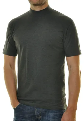 Ragman T-Shirt kurzarm mit Stehkragen in grau