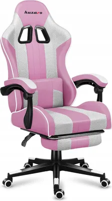 Image de Huzaro Force 4.7 | Chaise de jeu chaise de bureau chaise d'ordinateur PC Chair | 90-140° angle d'inclinaison appui-tête coussin lombaire tissu repose-pieds | Rose