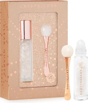 Produktbild von CRYSTALLOVE Clear Quartz 3D Augenset - Augenmassagegerät und Roll-on - Limitierte Auflage