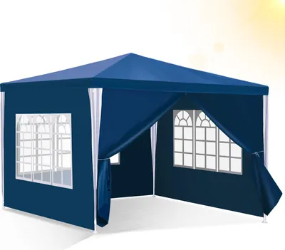 Immagine prodotto di TolleTour 3 x 3 m gazebo da giardino con 4 pannelli laterali tenda portatile impermeabile tenda da festa, per giardino terrazza festa, blu