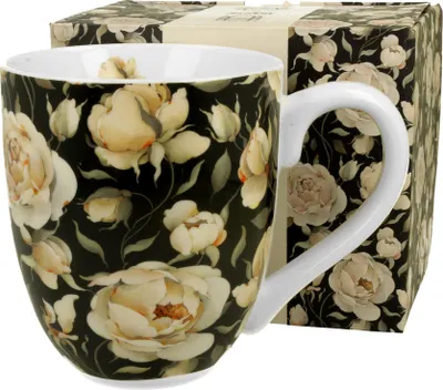 Produktbild von DUO FLORAL XXL Becher 1000 ml ENGLISH ROSES BLACK New Bone China Porzellan