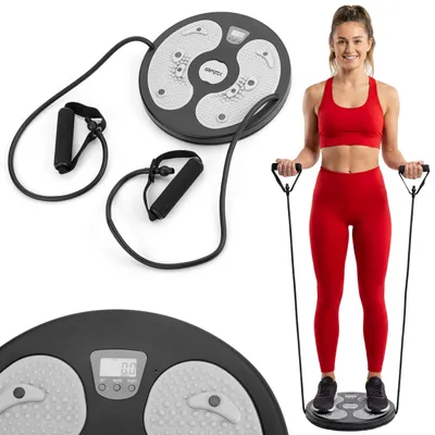 Produktbild von Queenfit® Taillen-Twister, Taillen-Twister-Platte, Twist Waist Disc, Taillen Trainer Board mit Expandern - LCD Display - Perfekt für Taille, Hüften
