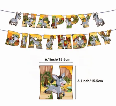 Produktbild von Esel Geburtstag Party Set mit Banner, Kuchen- & Cupcake-Topper, Ballons