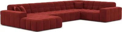 Produktbild von Samtstoff U-Form XL Wohnlandschaft Nivara Rot Links