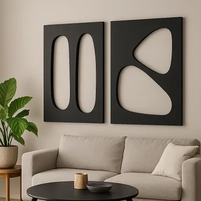 Image de Wallity, Hhloyma00001 - 50 x 70, tableau décoratif en MDF (2 pièces), noir, MDF, 50 x 70 cm