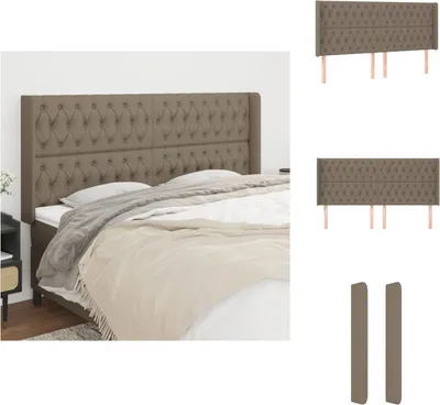 Produktbild von vidaXL Kopfteil mit Ohren Taupe 203x16x118/128 cm Stoff -  Kopf- & Fußenden