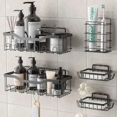 Produktbild von Edelstahl-Duschregal-Set mit 5 Organisatoren für das Badezimmer