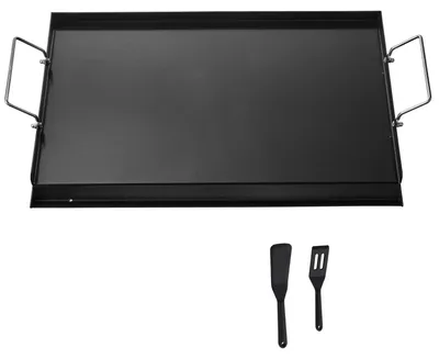 Immagine prodotto di Piastra per barbecue SucceBuy Acciaio al carbonio, rettangolare (606 x 360 mm) con superficie piana, piastra per barbecue a gas per BBQ e teppanyaki, utensile da cucina portatile con manico per tutta la famiglia