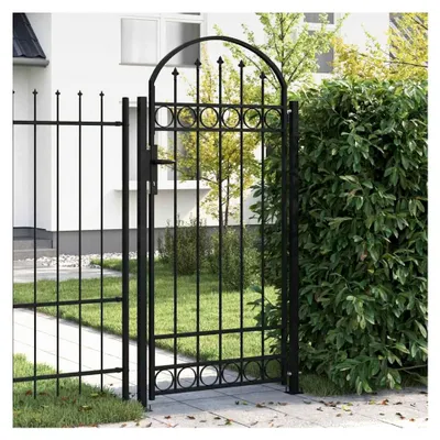 Produktbild von Schwarzes Stahl Gartentor 105x204cm, Sicherheitstor für Garten, Innenhof und Terrasse