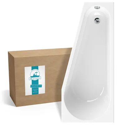 Produktbild von Calmwaters® Raumsparende Eckbadewanne 160x70 cm, Acrylwanne Essential Small, platzsparende Badewanne in linker Ausführung, Maße 160 x 70 cm, Eck-Badewanne in Weiß, 02SL3328