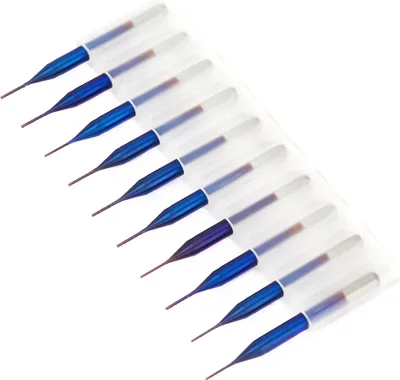Immagine prodotto di 10 pezzi Fresa in carburo di tungsteno rivestita di blu per la macchina di incisione PCB (0,6 mm)