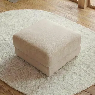 Produktbild von riess-ambiente Hocker LOFT 75cm champagner beige Chenille Nosagfederung Taschenfederkern Sofahocker