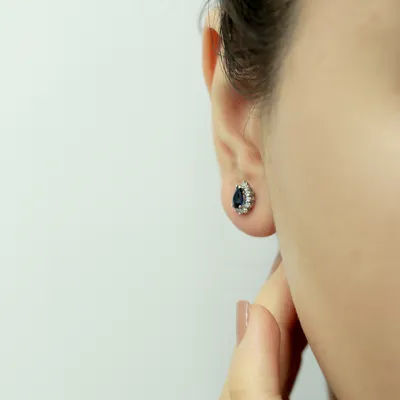 Produktbild von Diamant Drop Saphir Ohrringe 14 Karat Weißgold