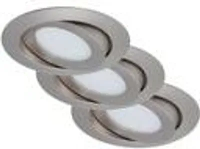 Produktbild von 3er Set LED Einbauleuchte, Ø 10,6 cm, 4,8 W, Matt-Nickel, Briloner Leuchten
