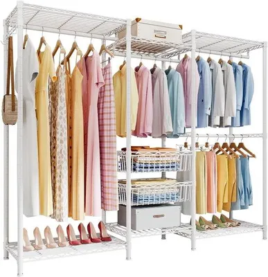 Immagine prodotto di Porta abiti con aste - Per riporre i vestiti - Struttura robusta - Altezza 182 cm - Bianco