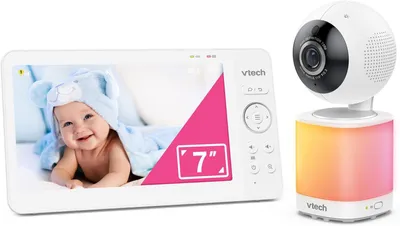 Immagine prodotto di Babyphone video VTech con schermo LCD a colori da 7 pollici, visione panoramica a 360°, funzione di inclinazione/rotazione