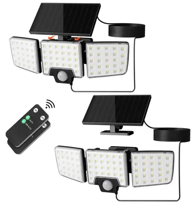 Produktbild von Lepro Solarlampen mit Bewegungsmelder Solar Außenleuchte Led Solar Strahler für Außen, mit Fernbedienung, 2 in 1, Separiert und Integriert, mit 2 Lichtmodi, IP65, für Hof, Garage, Solarleucht, 2 Stück