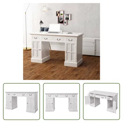 Produktbild von The Living Store Schreibtisch Sekretär Weiß 140 x 48 x 80 cm