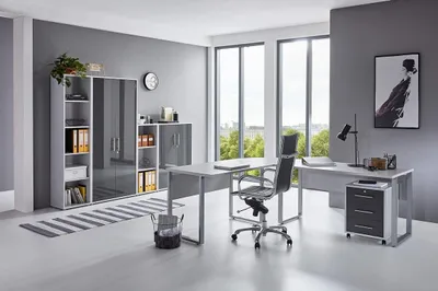 Produktbild von BMG Möbel Büromöbel-Set, Office Edition Set 4, grau/ anthrazit hochglanz