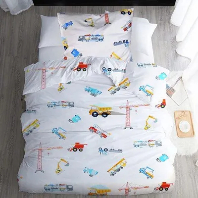 Produktbild von Unyqoos Kinderbettwäsche-Set® mit Automuster aus Baumwolle für Jungen und Mädchen