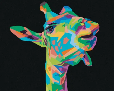 Produktbild von Zuty - Malen nach Zahlen - POP-ART GIRAFFE AUF SCHWARZEM HINTERGRUND, 40x50 cm, mit Keilrahmen (bereits gespannt)