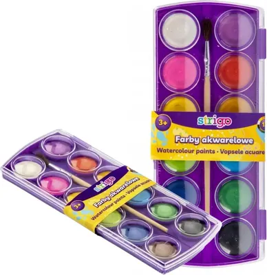 Image de Set d'aquarelle avec pinceau - 12 couleurs phénoménales pour l'expression créative ! Parfait pour la peinture, le croquis et le dessin !