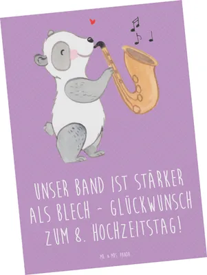 Produktbild von Mr. & Mrs. Panda Postkarte 8. Hochzeitstag Blechhochzeit - Lavendeltraum - Geschenk, bildkarte, 8 Jahre Ehe, kunstkarte, Ansichtskarten, Heirat, Heiraten, Postkarten