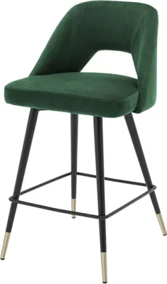 Produktbild von Casa Padrino Luxus Barstuhl Grün / Schwarz 50 x 50 x H. 90 cm - Luxus Barhocker mit Rückenlehne