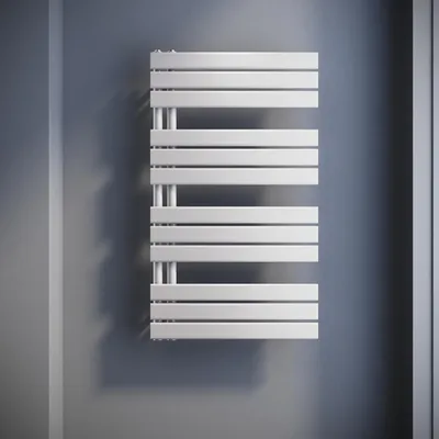 Obrázek produktu pro SONNI Vertikální radiátor, designový panelový radiátor, jednostranný, bílý, rozměry 1038×600 mm, ohřev vodou nebo elektricky (bez topného tělesa)