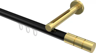 Produktbild von Interdeco Innenlaufstange / Gardinenstange mit Innenlauf Schwarz / Messing-Optik, Typ Siteno Elanto (Rillenzylinder), 20 mm Ø 1-läufig, 520 cm