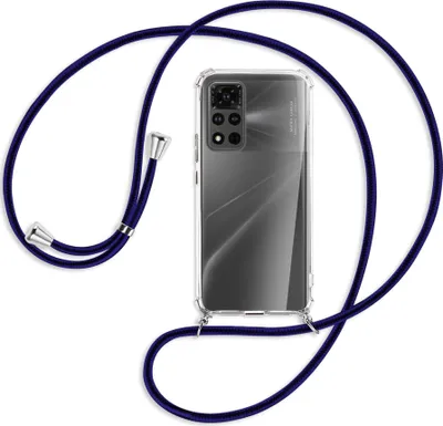 Produktbild von Handykette Backcover-Schutzhülle mit Band (Metall silberfarben) für Honor View 40 Pro (V40 Pro, 6.6'') - schwarz+dunkelblau