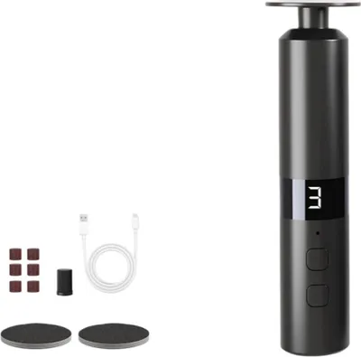 Produktbild von INF Wiederaufladbarer elektrischer Hornhautentferner mit 10 Schleifköpfen – 1800 mAh Schwarz