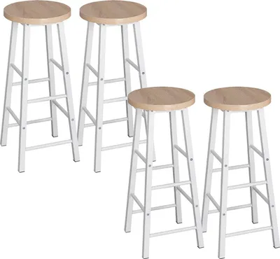 Produktbild von WOLTU Barhocker 4er Set Bistrohocker, Gestell aus stabilem Stahl, Sitzfläche aus MDF, Hell Eiche