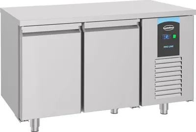 Image de Comptoir réfrigéré Combisteel à 2 portes et 2 étagères en acier inoxydable 1400 x 700 x 850 mm