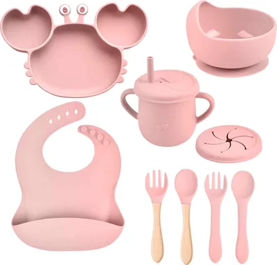 Zdjęcie produktu dla Zestaw Silikonowe Naczynia Dla Dzieci Tab-Set1-Pink