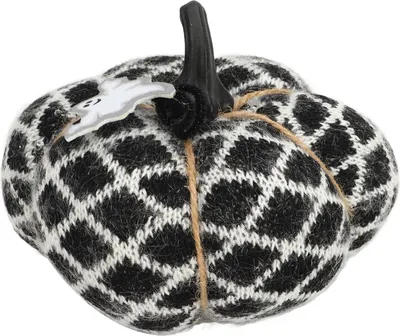 Image de Tissu Décoratif Citrouille Exquise Laine Polyester Douce Citrouille pour Thanksgiving Halloween Party Noir