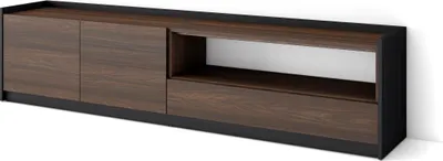 Produktbild von TV-Schrank, Lowboard, 207x37x50cm, Für TV-Geräte bis zu 80", Fernsehtisch, Dunkler Eiche und Schwarz