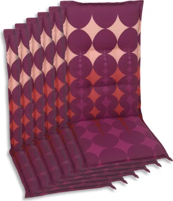 Produktbild von GO-DE Textil, Sesselauflage Hochlehner, 6er Set, Farbe: rot, Maße: 120 cm x 50 cm x 6 cm, Rueckenhoehe: 70 cm