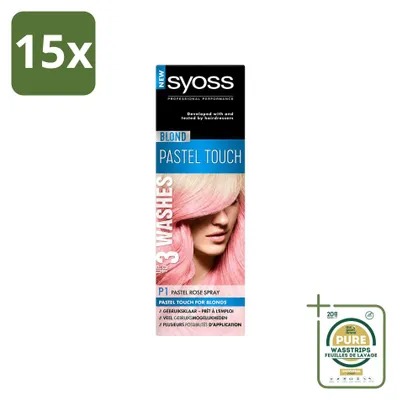 Zdjęcie produktu dla 15 sztuk sprayu do włosów Syoss Color Blond Pastel Touch P1, pastelowy różowy - zestaw ekonomiczny