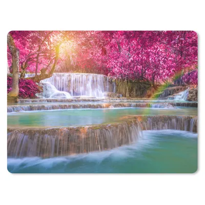 Produktbild von MuchoWow® Mauspad Mousepad Wasserfall - Regenbogen - Bäume - Rosa - Natur 40x30 cm - Mousepads - Maus Mat - Pad - Mausunterlage - Anti Rutsch