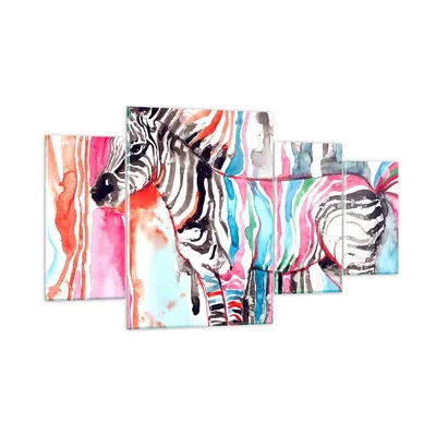 Produktbild von Bilder auf glas - Zebra Tiere Natur bunte - 160x90cm - Glasbilder - Wandbilder - Kunstdruck - zum Aufhängen bereit - Wanddekoration aus Glas - Glas Bilder - Wandbild auf Glas - GDL160x90-3075