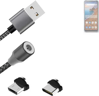 Produktbild von K-S-Trade Hochwertiges Magnet-Lade-kabel Sync-Kabel Daten-Kabel für Unihertz TickTock-E mit USB-Typ-C-Anschluss und Micro-USB-Anschluss 2A bis zu
