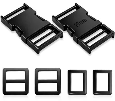 Produktbild von Metall-Steckschnalle - 2 Stück Klickverschluss - für Gurtbänder - Schwarz 20 mm
