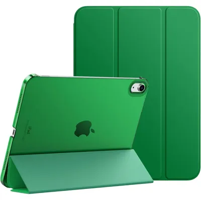Produktbild von Hülle für iPad 10. Generation 2022 10,9 Zoll, Dünn, Leicht, Kunstleder, Auto Schlaf/Aufwach, Transluzente PC Rückseite, Waldgrün