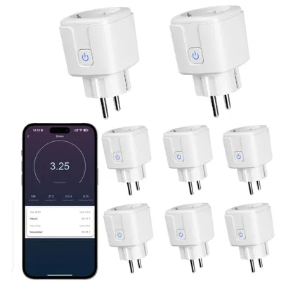 Produktbild von 8er 16A Smart Steckdose mit App Steuerung,WLAN Steckdose,Smart Plug,Kompatibel mit EU Steckdosen,Zeitschaltuhr,Alexa & Google Home Kompatibel